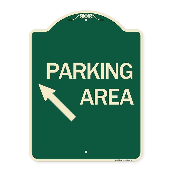 Parking Area Up Left Arrow Symbol Heavy-Gauge Aluminum Architectural Sign, 24" x 18", G-1824-24614